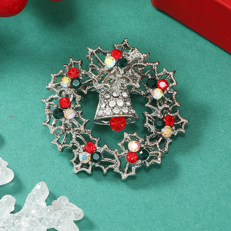 Weihnachten Bogenknoten Glocke Schneeflocke Legierung Überzug Inlay Strasssteine Unisex Broschen 1 Stück display picture 12