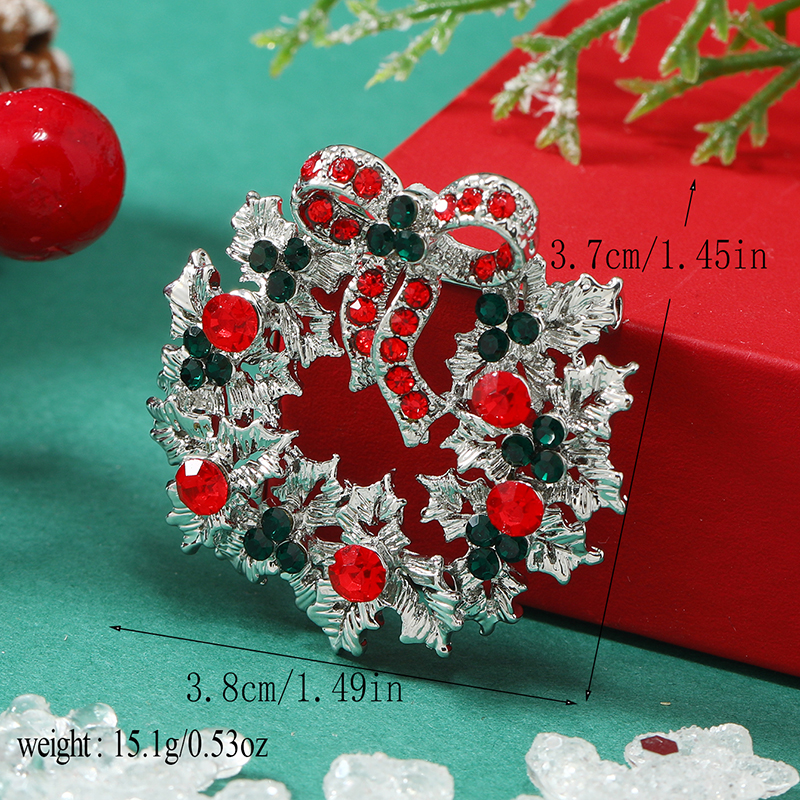 Christmas Bow Knot Bell Snowflake Alloy Plating Inlay Rhinestones Unisex Brooches 1 Piece display picture 4