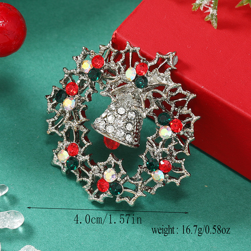 Christmas Bow Knot Bell Snowflake Alloy Plating Inlay Rhinestones Unisex Brooches 1 Piece display picture 13