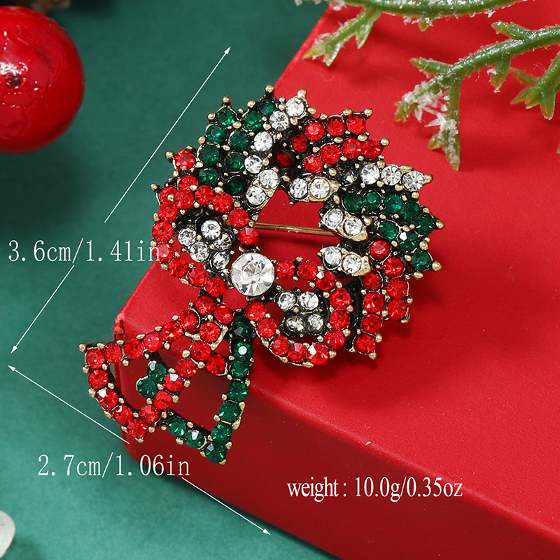 Christmas Bow Knot Bell Snowflake Alloy Plating Inlay Rhinestones Unisex Brooches 1 Piece display picture 17