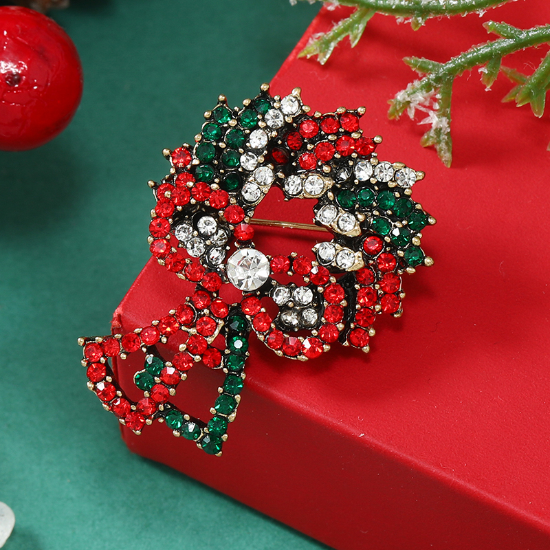 Christmas Bow Knot Bell Snowflake Alloy Plating Inlay Rhinestones Unisex Brooches 1 Piece display picture 18