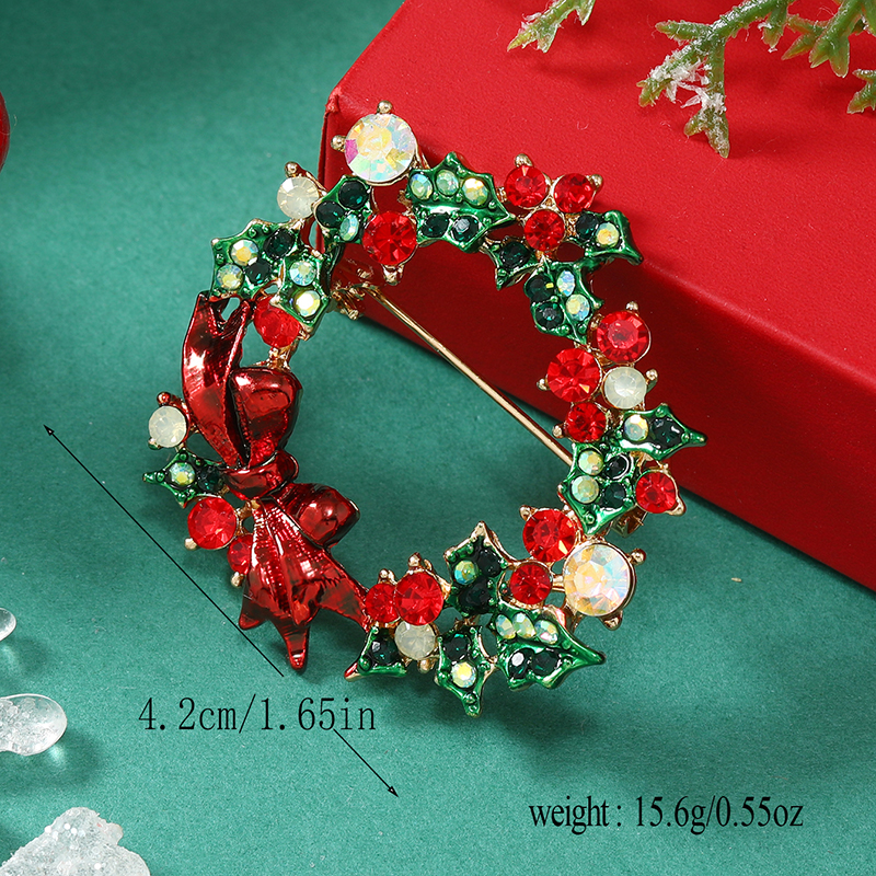 Christmas Bow Knot Bell Snowflake Alloy Plating Inlay Rhinestones Unisex Brooches 1 Piece display picture 28
