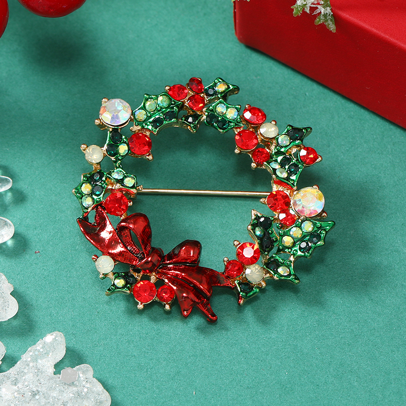 Christmas Bow Knot Bell Snowflake Alloy Plating Inlay Rhinestones Unisex Brooches 1 Piece display picture 30