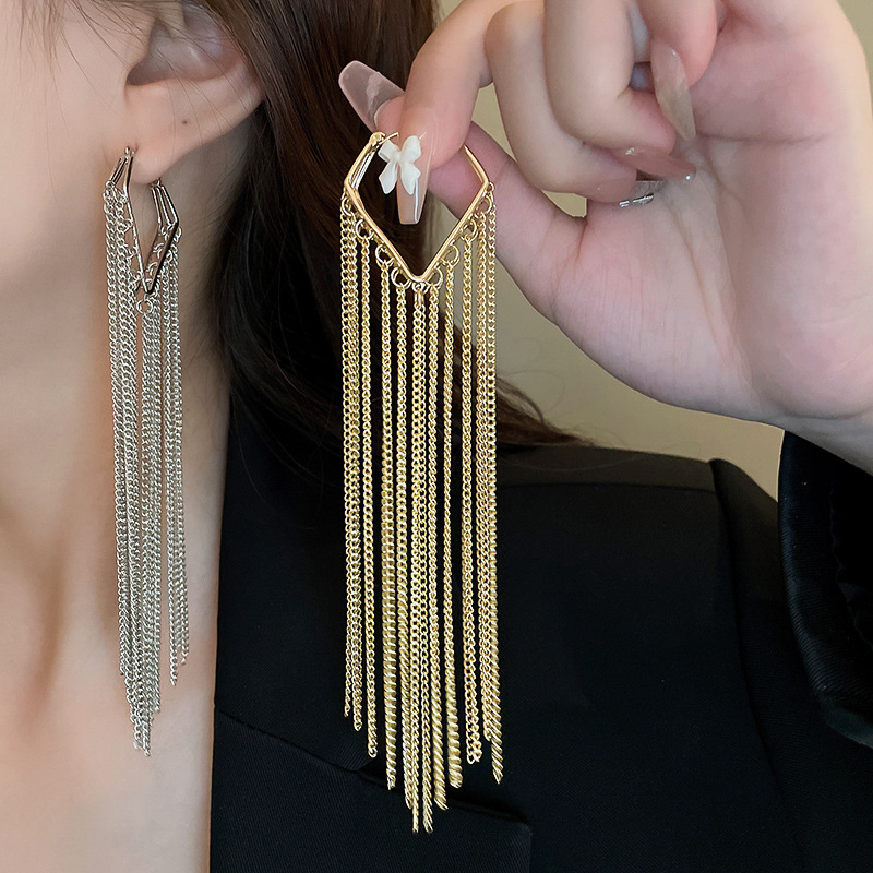 1 Pair Elegant Exaggerated Luxurious Tassel Alloy Drop Earrings display picture 4