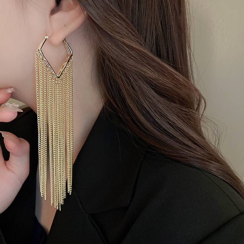 1 Pair Elegant Exaggerated Luxurious Tassel Alloy Drop Earrings display picture 5