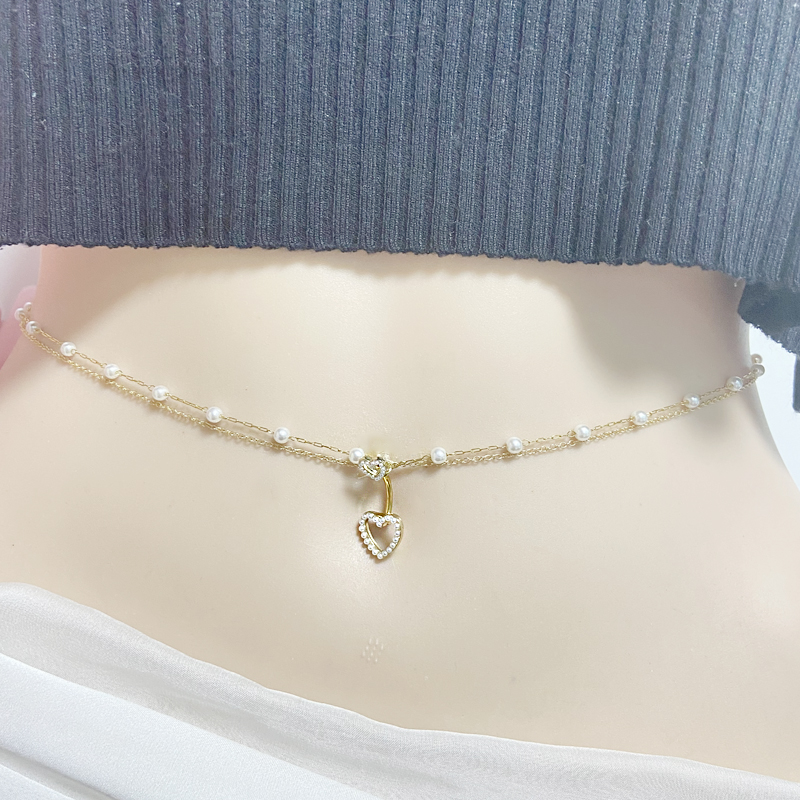 IG Style Simple Style Heart Shape Butterfly 316 Stainless Steel  Alloy Copper Plating Butterfly Inlay Rhinestones Zircon White Gold Plated Gold Plated Women's Waist Chain display picture 13