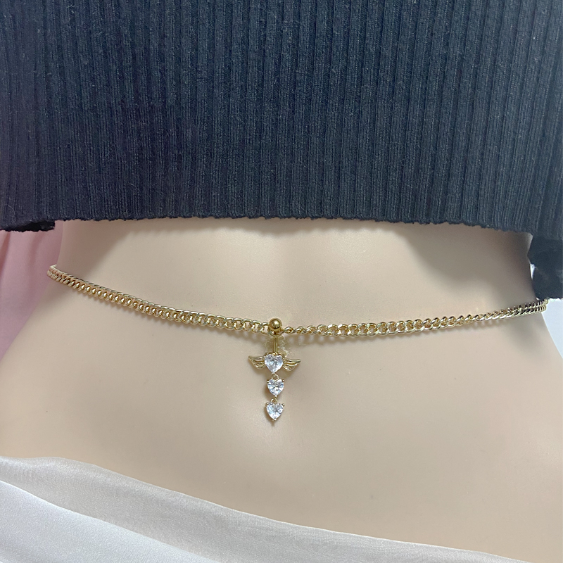 IG Style Simple Style Heart Shape Butterfly 316 Stainless Steel  Alloy Copper Plating Butterfly Inlay Rhinestones Zircon White Gold Plated Gold Plated Women's Waist Chain display picture 24