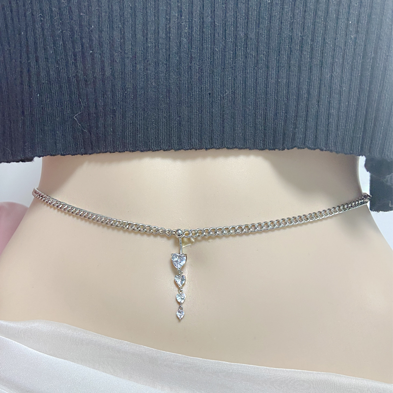 IG Style Simple Style Heart Shape Butterfly 316 Stainless Steel  Alloy Copper Plating Butterfly Inlay Rhinestones Zircon White Gold Plated Gold Plated Women's Waist Chain display picture 19