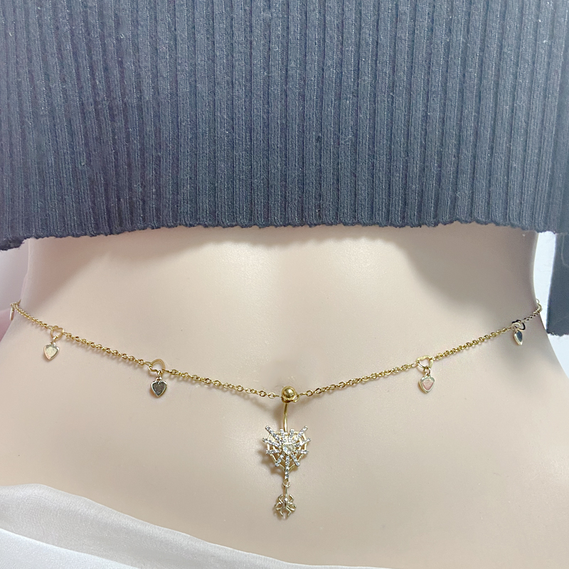 IG Style Simple Style Heart Shape Butterfly 316 Stainless Steel  Alloy Copper Plating Butterfly Inlay Rhinestones Zircon White Gold Plated Gold Plated Women's Waist Chain display picture 20