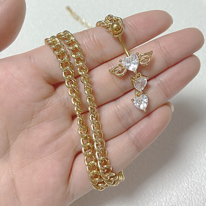 IG Style Simple Style Heart Shape Butterfly 316 Stainless Steel  Alloy Copper Plating Butterfly Inlay Rhinestones Zircon White Gold Plated Gold Plated Women's Waist Chain display picture 33