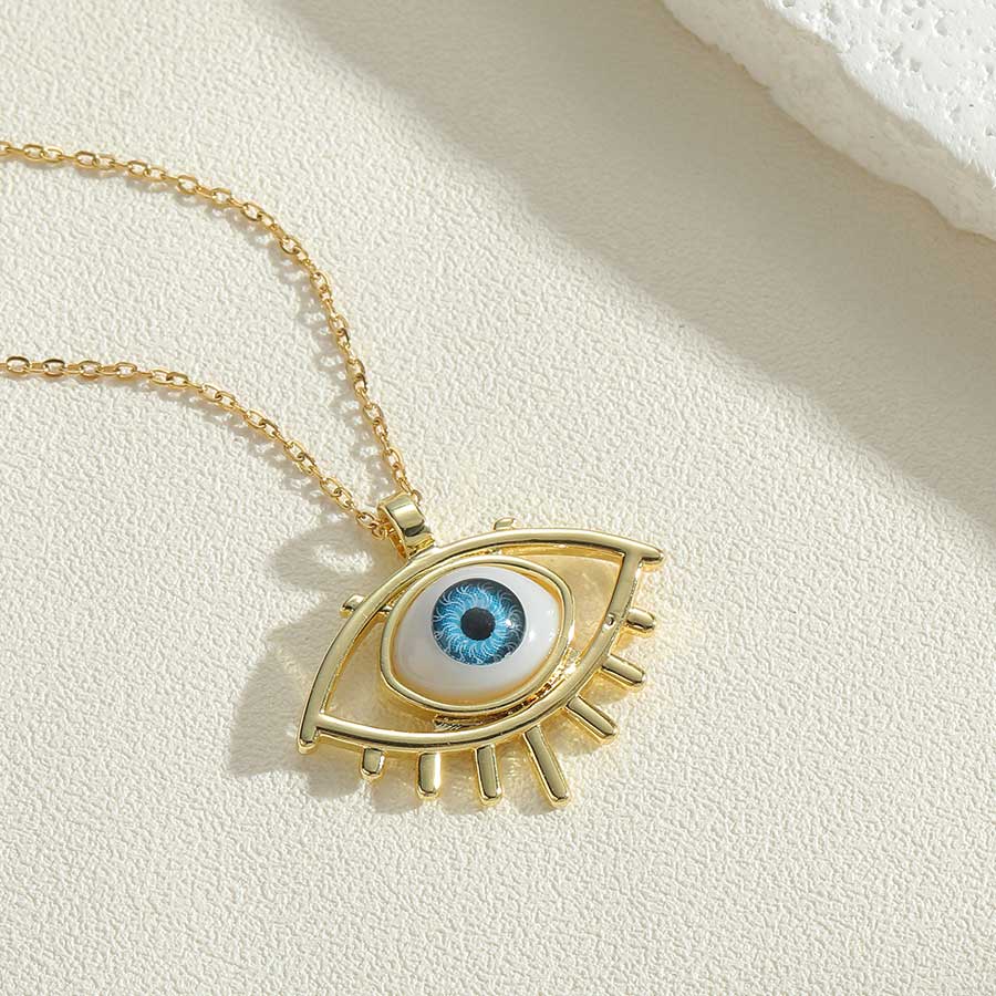 Einfacher Stil Teufels Auge Herzform Kupfer Emaille Überzug 14 Karat Vergoldet Halskette Mit Anhänger display picture 1