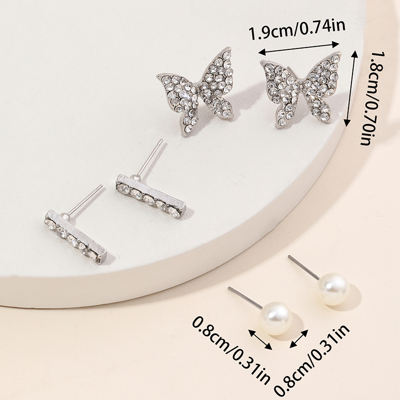 1 Set Lady Butterfly Plating Inlay Alloy Rhinestones Ear Studs display picture 1