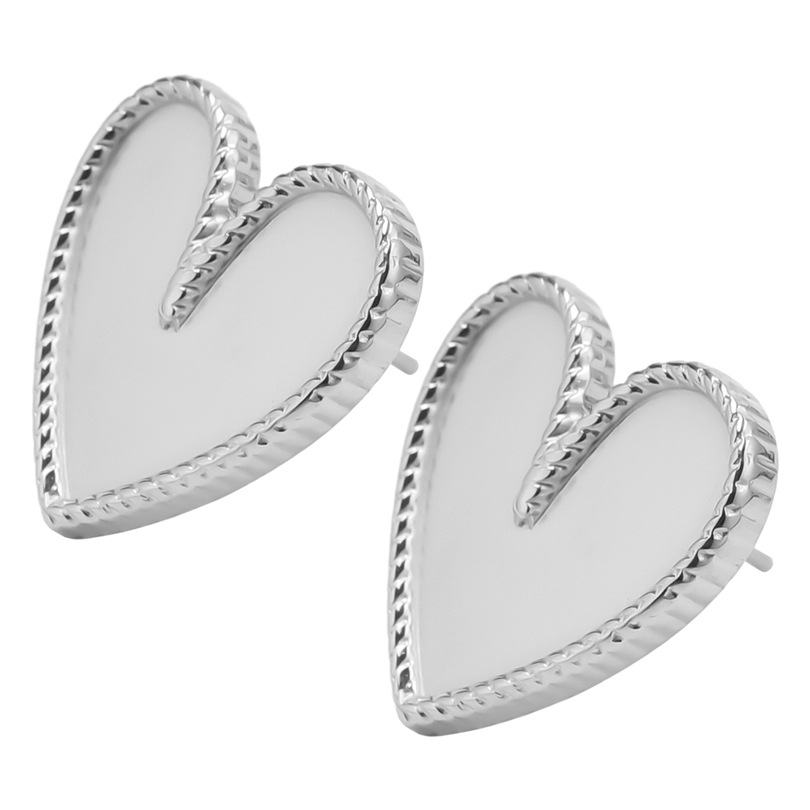 1 Pair Simple Style Heart Shape Plating Stainless Steel Ear Studs display picture 5