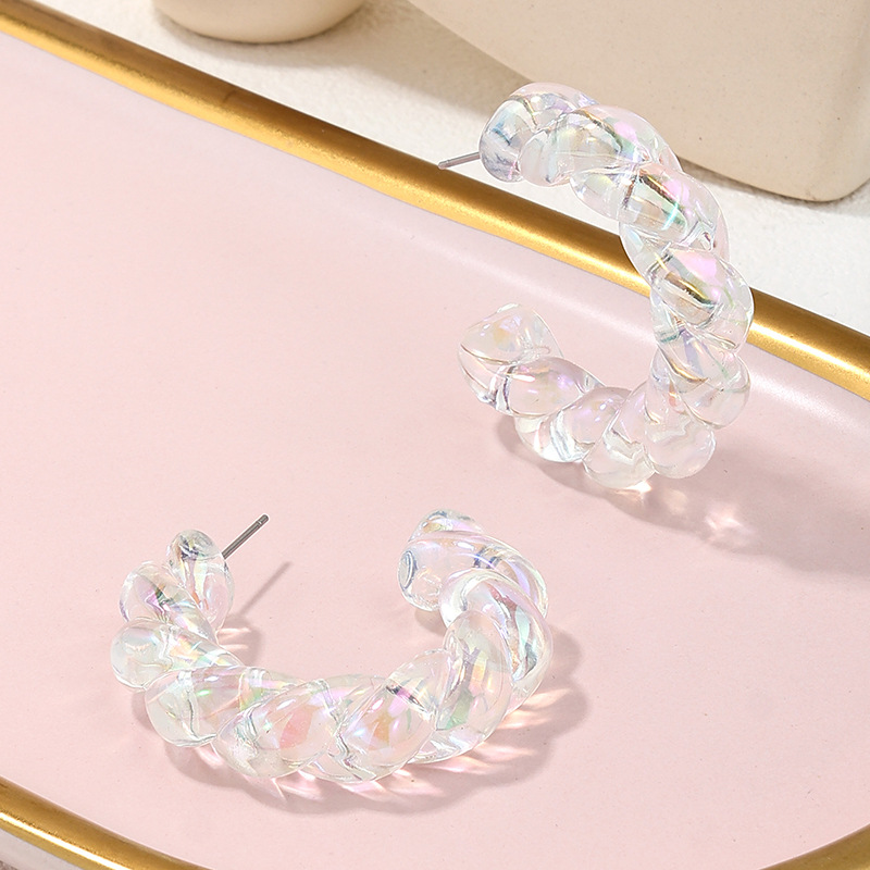 1 Pair Modern Style Sweet Simple Style C Shape Arylic Ear Studs display picture 3