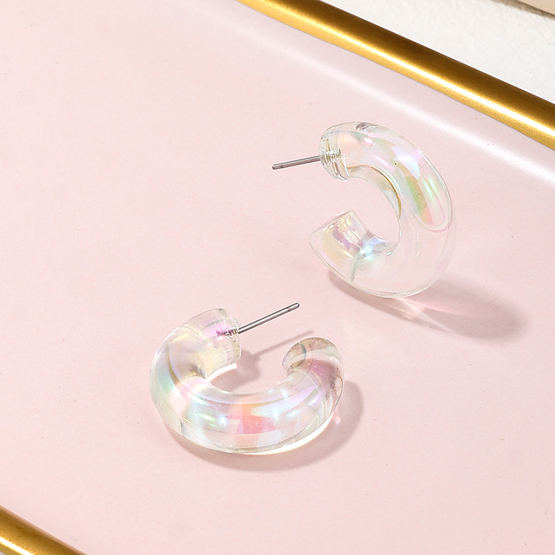 1 Pair Modern Style Sweet Simple Style C Shape Arylic Ear Studs display picture 6