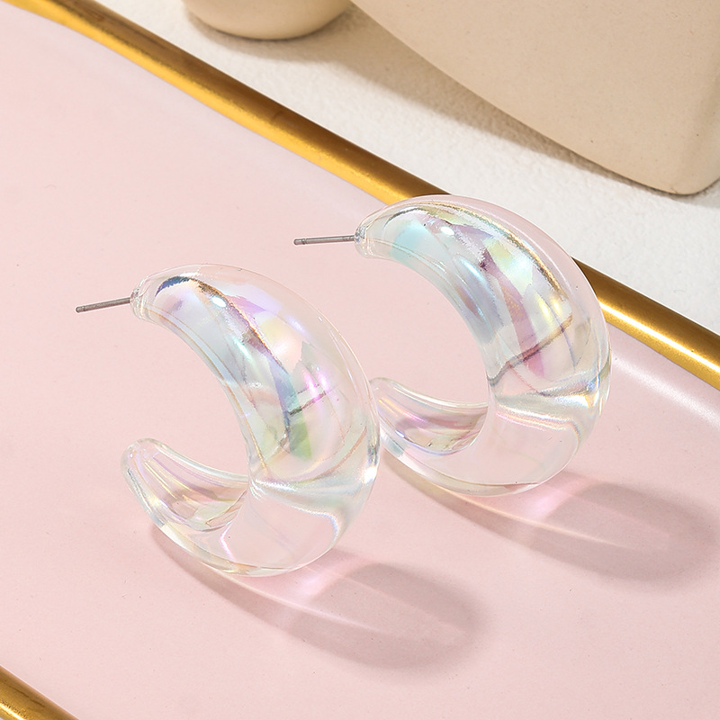 1 Pair Modern Style Sweet Simple Style C Shape Arylic Ear Studs display picture 8