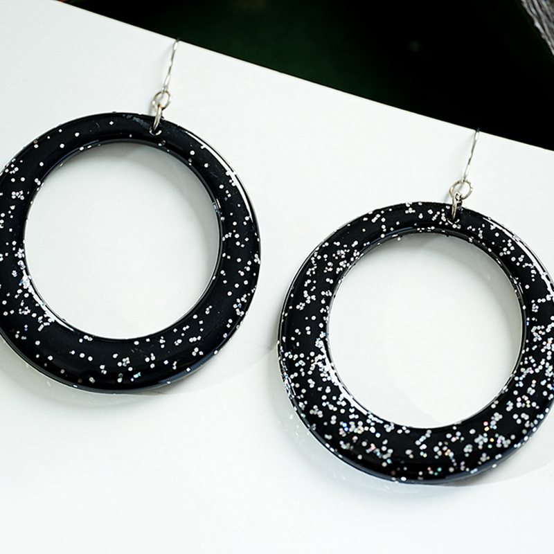 1 Pair Retro Simple Style Round Arylic Resin Drop Earrings display picture 3