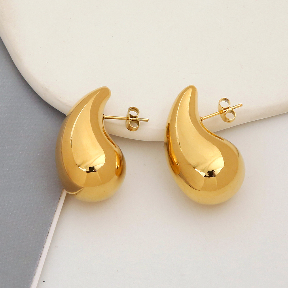 1 Pair Simple Style Water Droplets Plating 304 Stainless Steel Ear Studs display picture 2