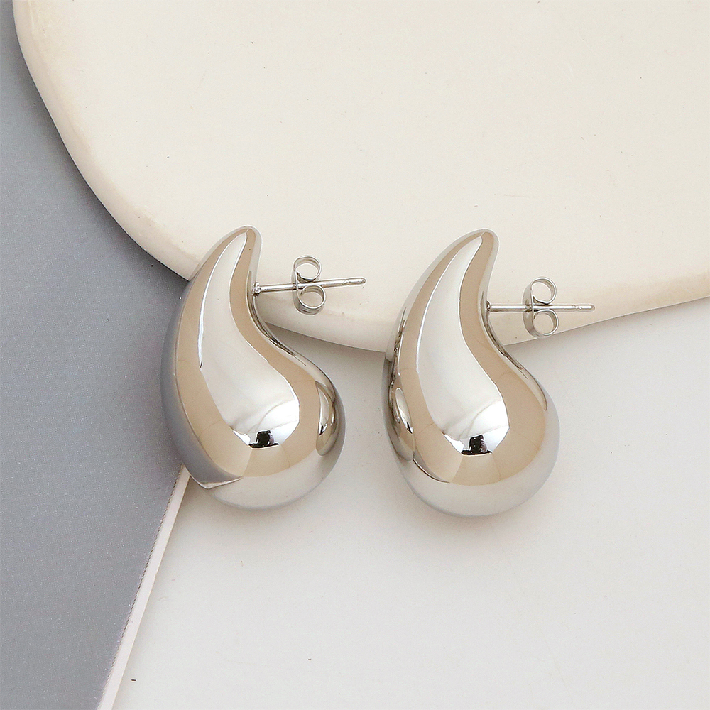 1 Pair Simple Style Water Droplets Plating 304 Stainless Steel Ear Studs display picture 3