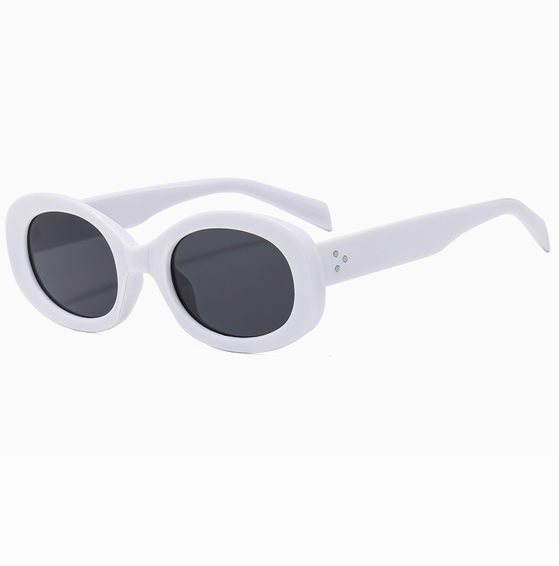 Retro Solid Color Ac Oval Frame Full Frame Men's Sunglasses display picture 2