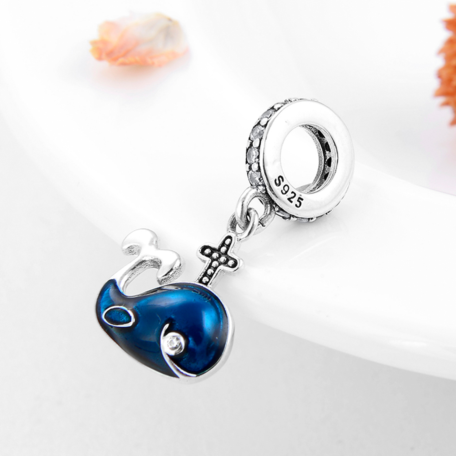 Original Design Simple Style Heart Shape Footprint Whale Sterling Silver Inlay Zircon Jewelry Accessories display picture 65