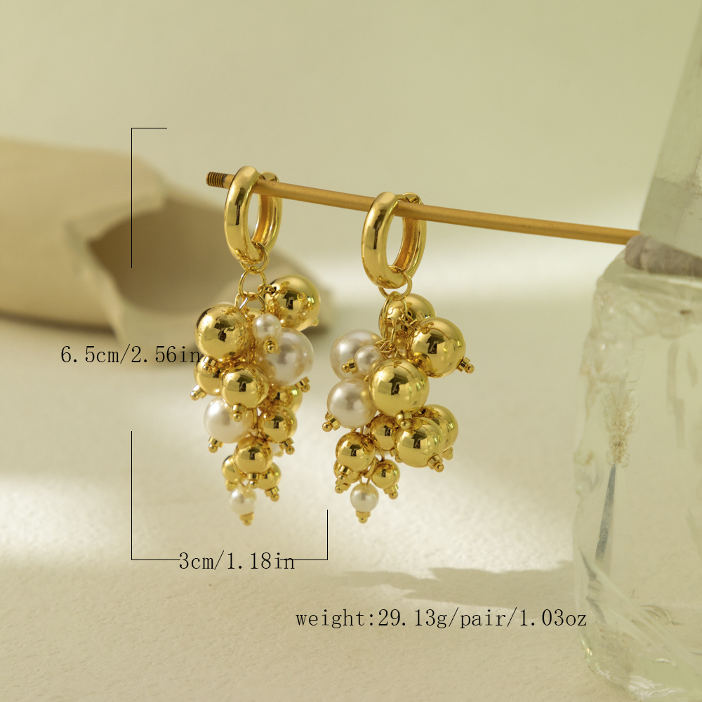 1 Pair Lady Solid Color Plating Copper Drop Earrings display picture 4