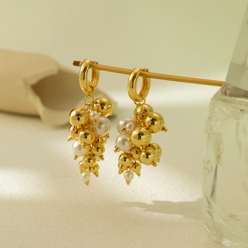 1 Pair Lady Solid Color Plating Copper Drop Earrings display picture 6