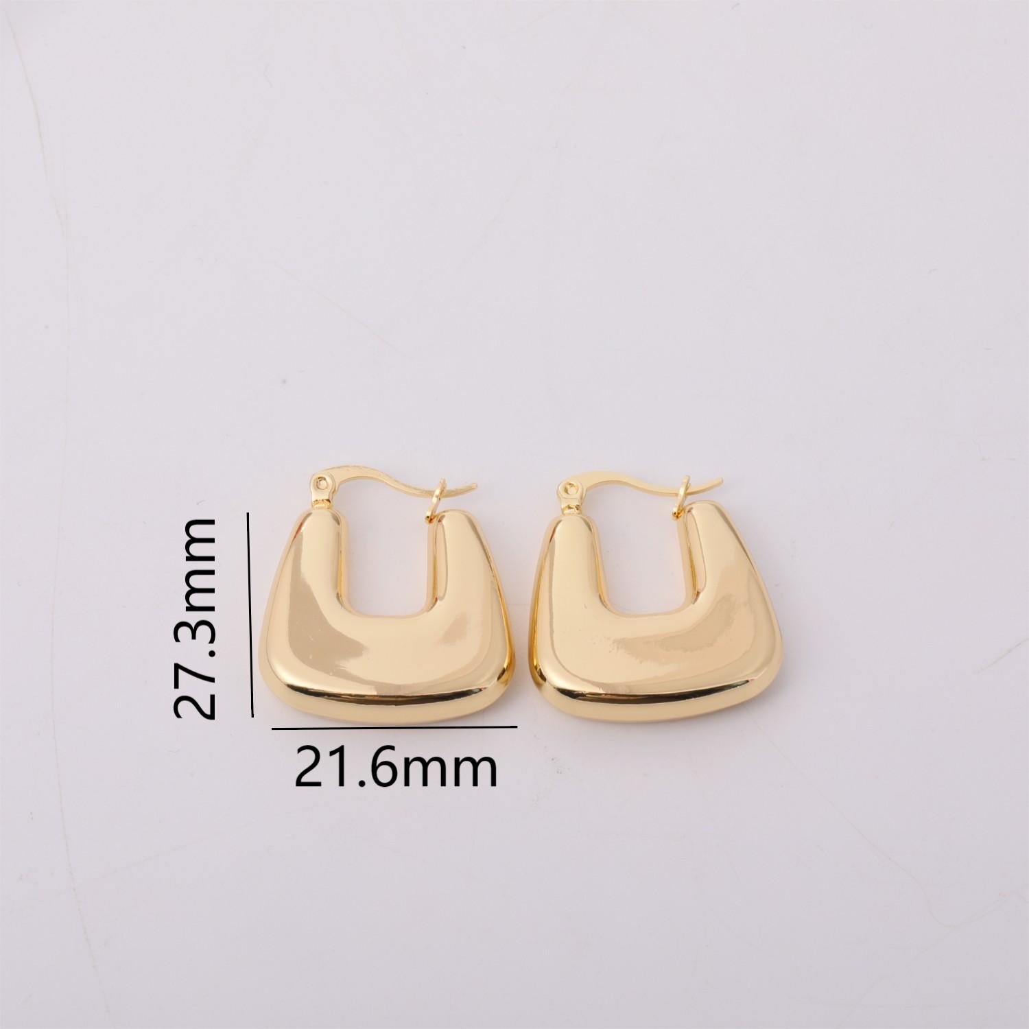 1 Pair Vintage Style Baroque Style U Shape Plating 304 Stainless Steel Gold Plated Hoop Earrings display picture 5
