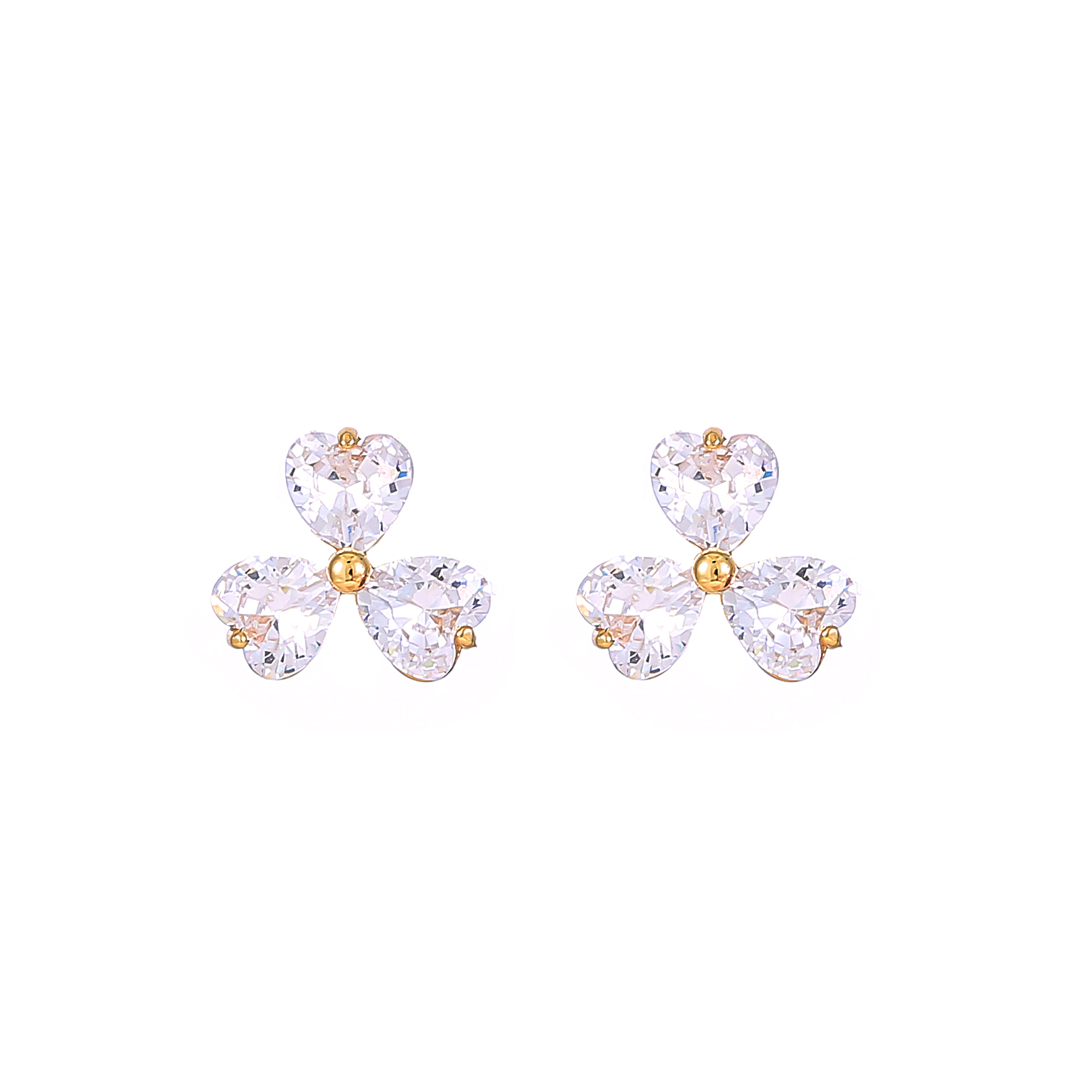 1 Pair Commute Shiny Shamrock Plating Inlay Copper Zircon Gold Plated Ear Studs display picture 1