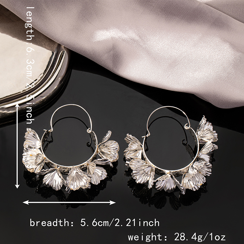 1 Pair Elegant Flower Plating Alloy Ferroalloy 14k Gold Plated Silver Plated Earrings display picture 5