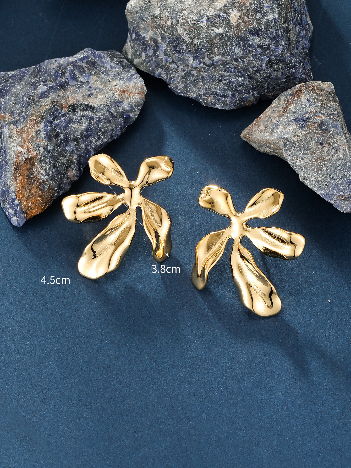 1 Paire Dame Fleur Placage Acier Inoxydable 304 Plaqué Or 14K Boucles D'Oreilles display picture 2