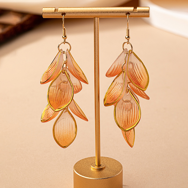 1 Pair Classical Romantic Flower Transparent Arylic 14k Gold Plated Drop Earrings display picture 1