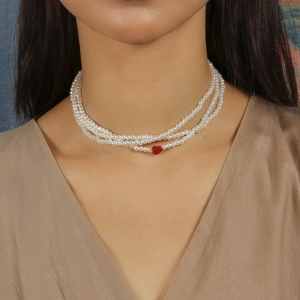 Einfacher Stil Klassischer Stil Herzform Künstliche Perle Zinklegierung Perlen Frau Geschichtete Halskette display picture 5
