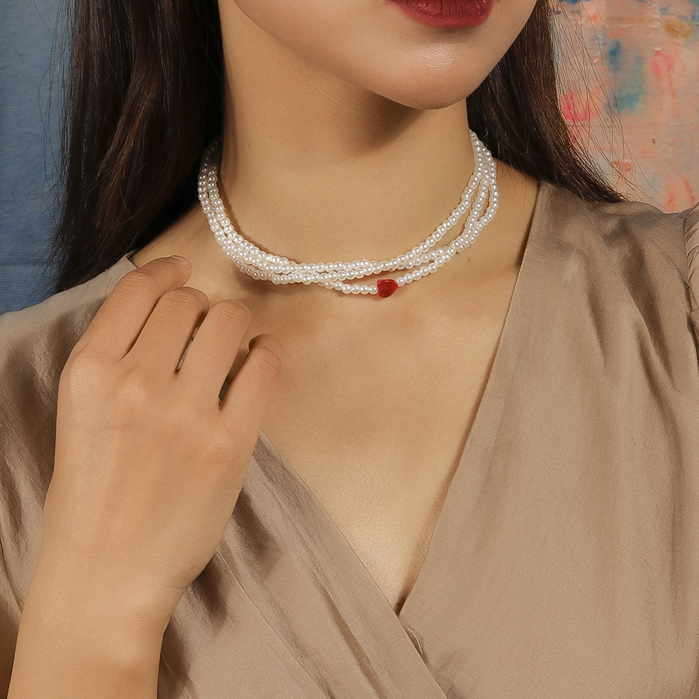 Einfacher Stil Klassischer Stil Herzform Künstliche Perle Zinklegierung Perlen Frau Geschichtete Halskette display picture 6
