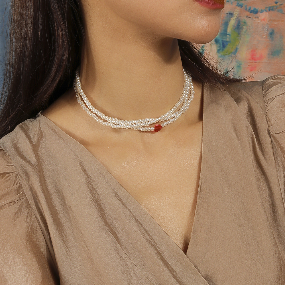 Einfacher Stil Klassischer Stil Herzform Künstliche Perle Zinklegierung Perlen Frau Geschichtete Halskette display picture 8