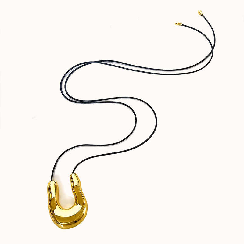 Glam Luxuriös Glänzend U-form Kupfer Überzug Metall 18 Karat Vergoldet Halskette Mit Anhänger display picture 6