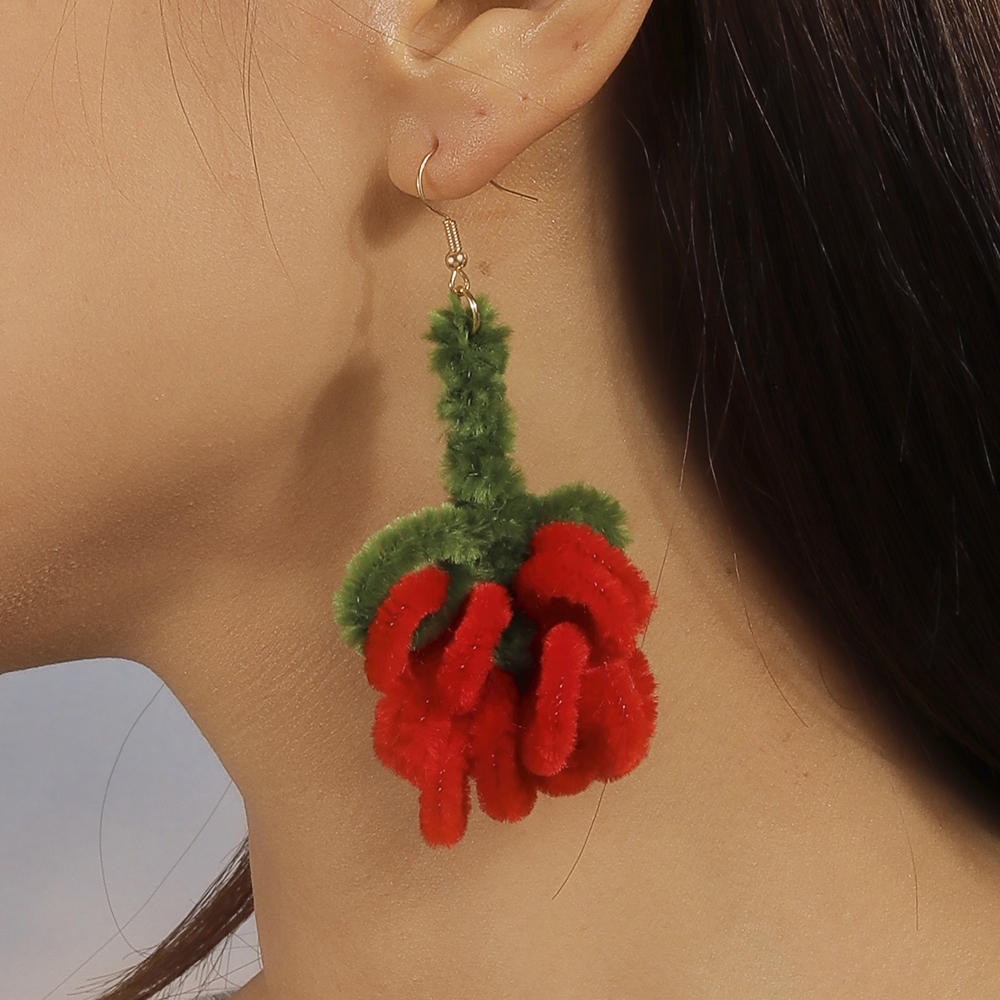 1 Pair Romantic Flower Alloy Flocking Drop Earrings display picture 8