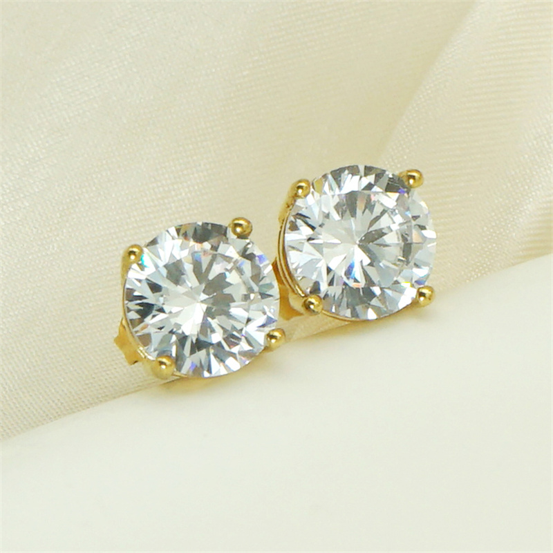 1 Pair Modern Style Artistic Shiny Round Plating Inlay 304 Stainless Steel Zircon Ear Studs display picture 6