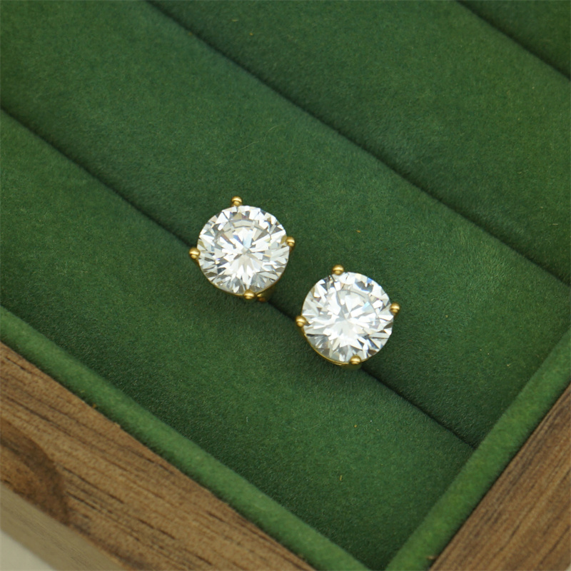 1 Pair Modern Style Artistic Shiny Round Plating Inlay 304 Stainless Steel Zircon Ear Studs display picture 8