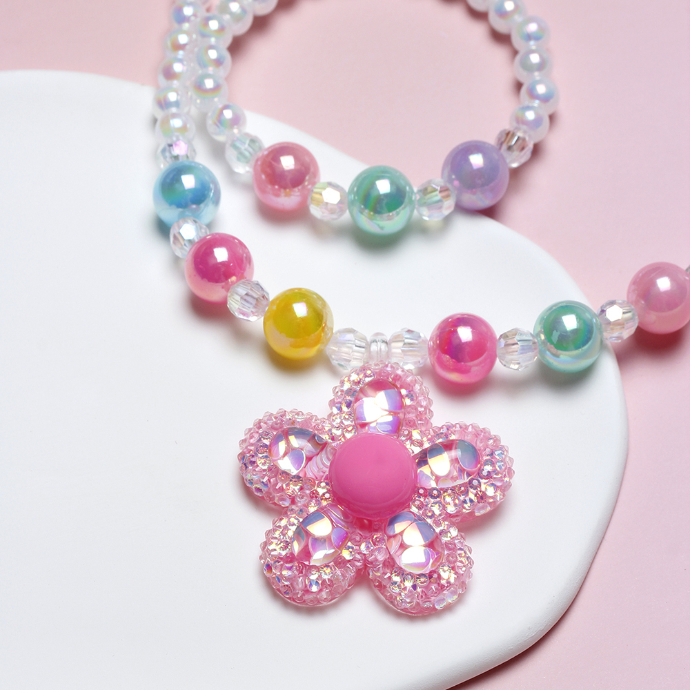 Princess Sweet Flower Arylic Resin Beaded Girl's Bracelets Necklace display picture 2