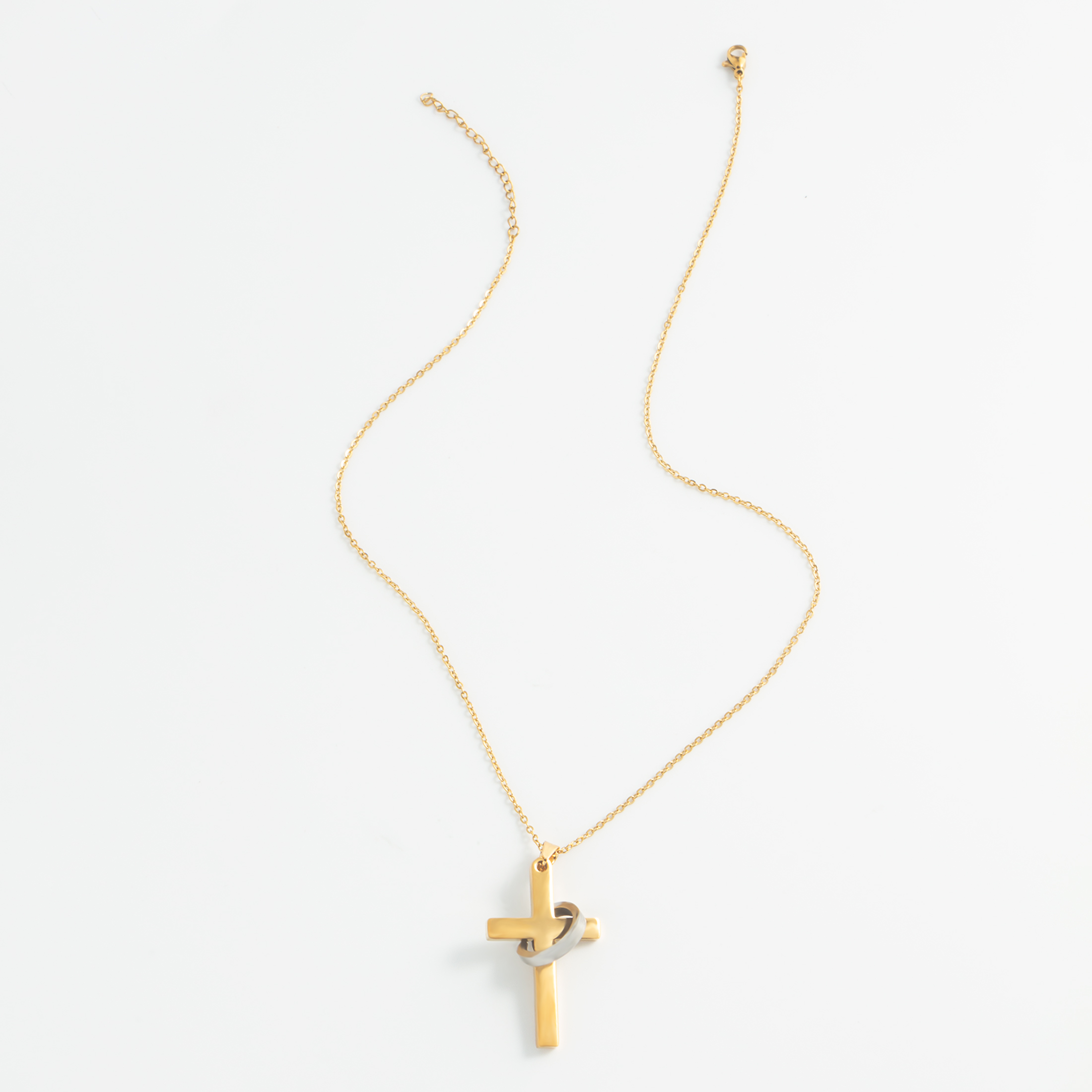 Stainless Steel 18K Gold Plated White Gold Plated Streetwear Plating Cross Pendant Necklace display picture 3