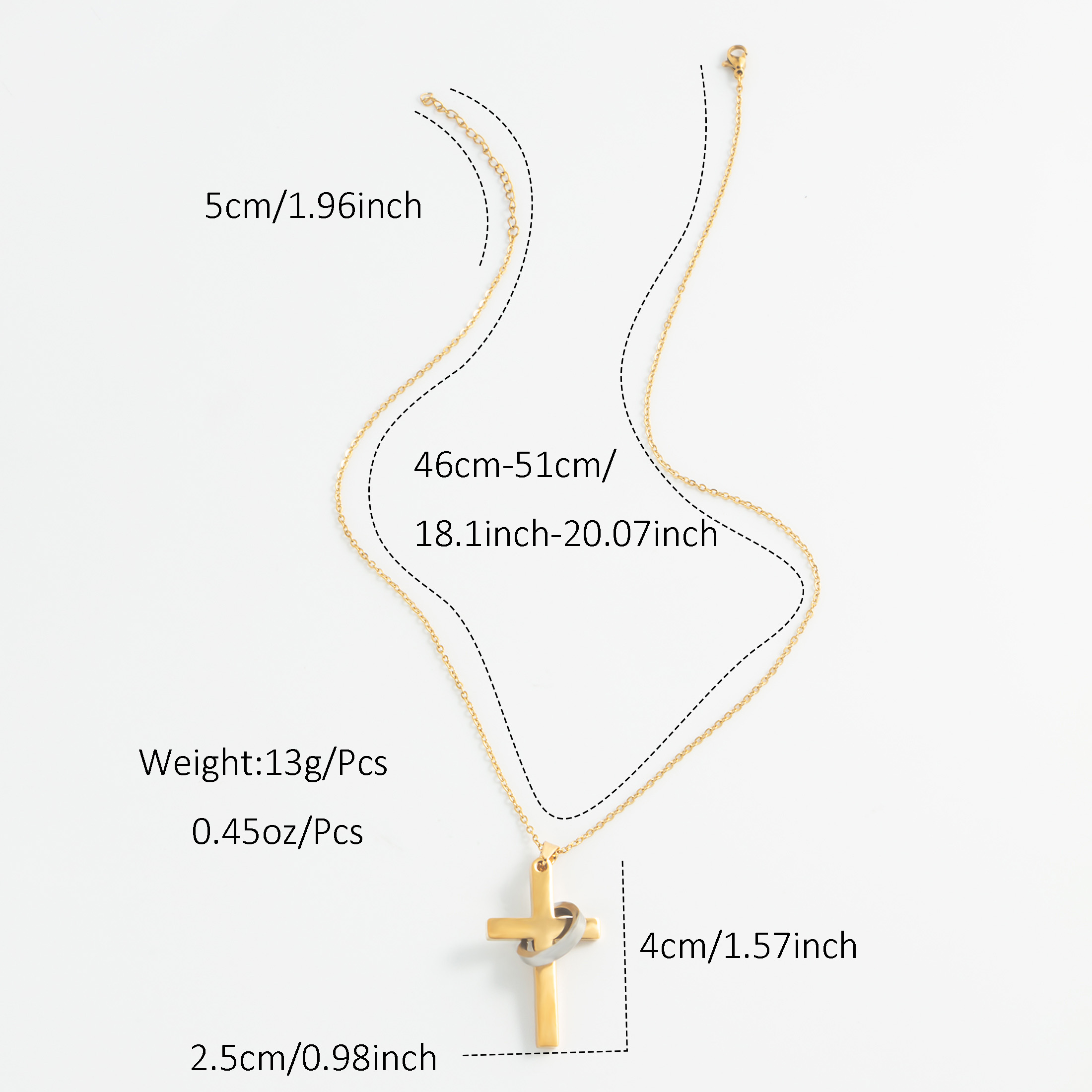 Stainless Steel 18K Gold Plated White Gold Plated Streetwear Plating Cross Pendant Necklace display picture 2
