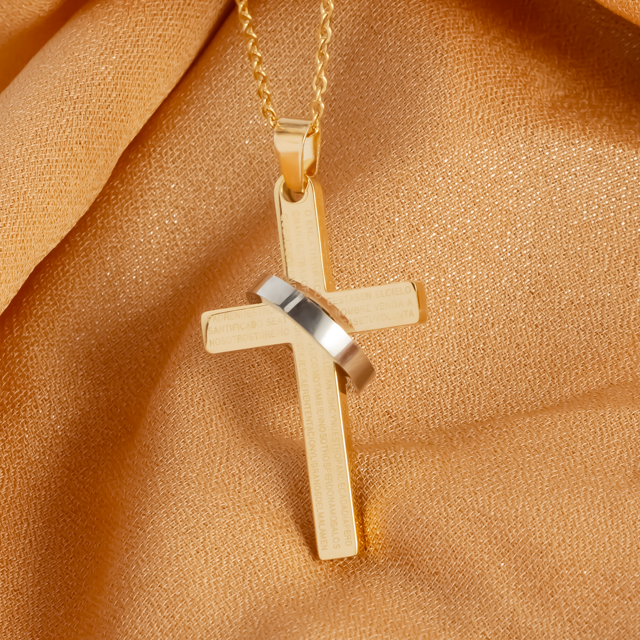 Stainless Steel 18K Gold Plated White Gold Plated Streetwear Plating Cross Pendant Necklace display picture 8