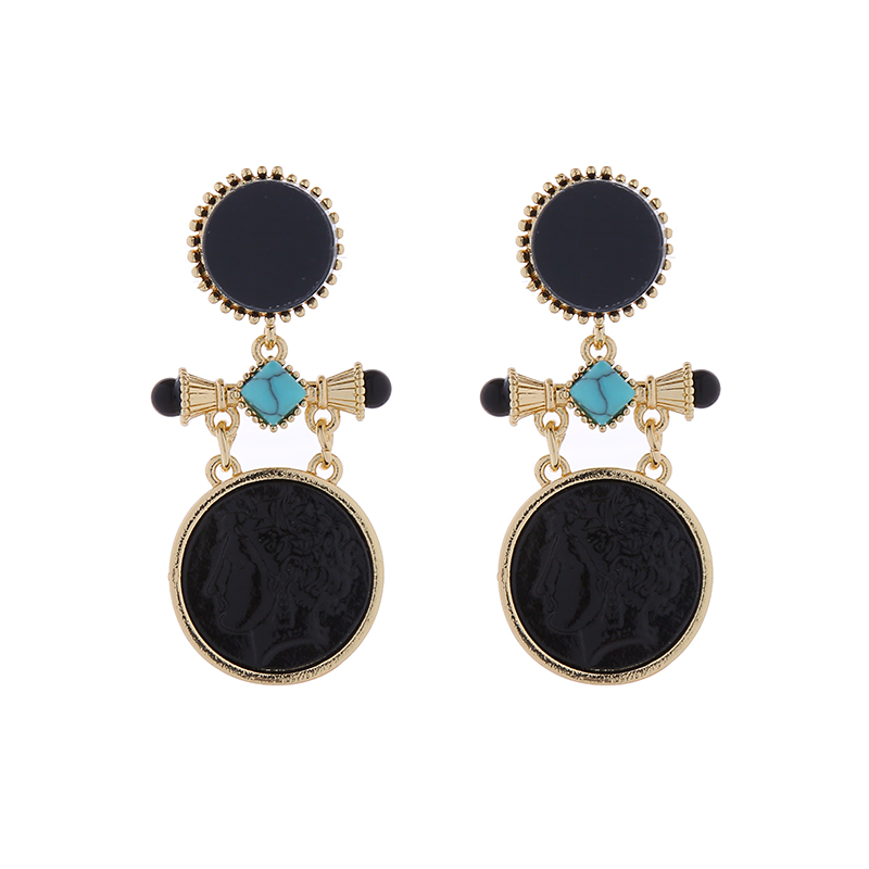 1 Pair Retro Geometric Inlay Alloy Turquoise Rhinestones Drop Earrings display picture 7