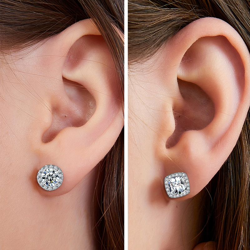 Le Cuivre Or Blanc Plaqué Style Simple Rond Carré Incruster Zircon Boucles D'Oreilles display picture 5