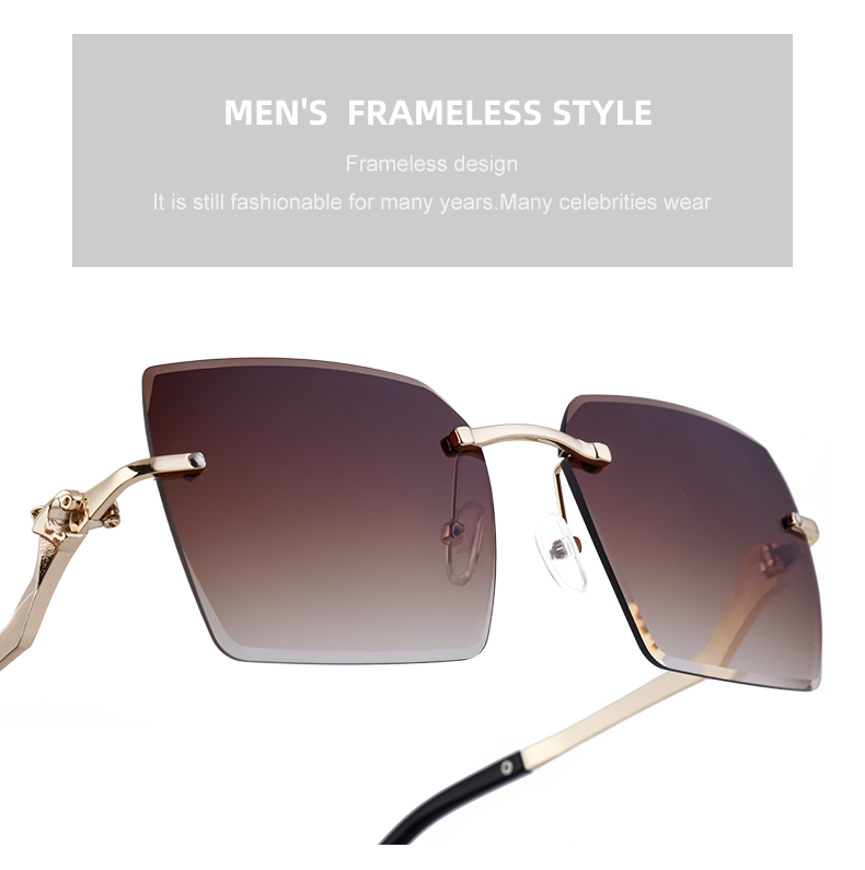 Streetwear Solid Color Pc Square Frameless Men's Sunglasses display picture 5