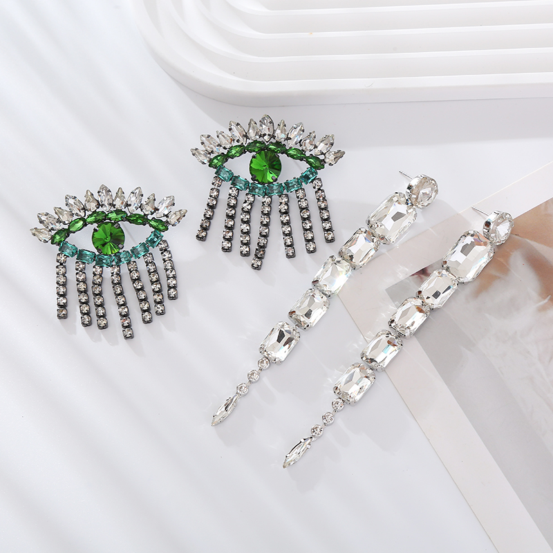 1 Pair Elegant Glam Eye Inlay Alloy Rhinestone Rhinestones Drop Earrings display picture 3