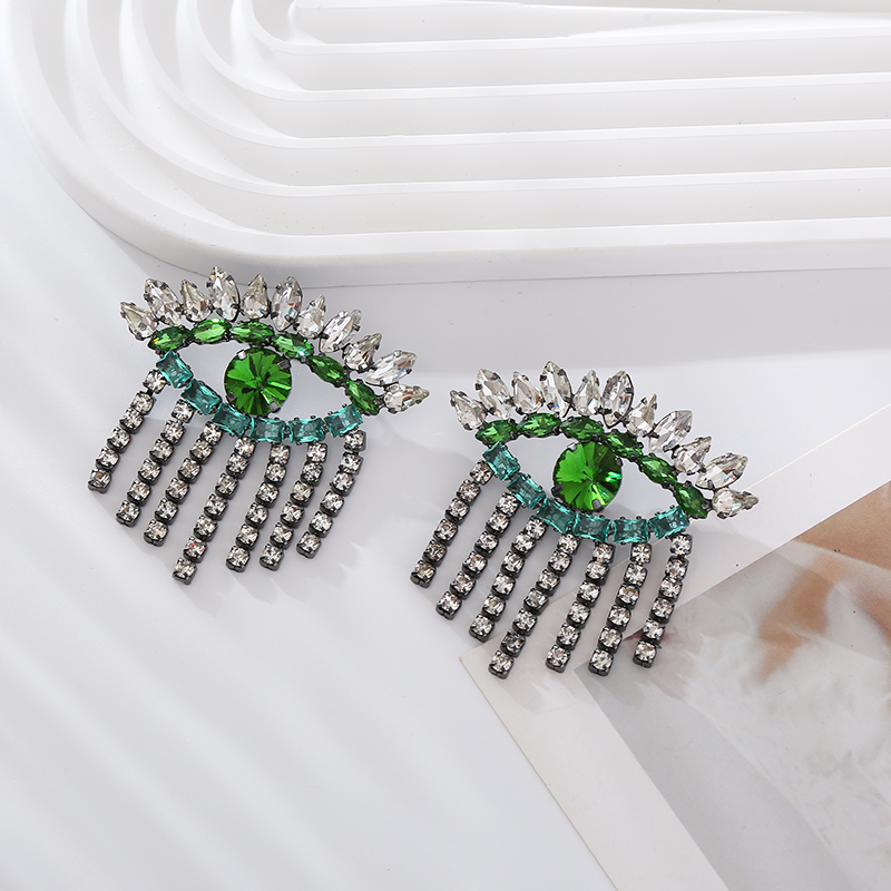 1 Pair Elegant Glam Eye Inlay Alloy Rhinestone Rhinestones Drop Earrings display picture 4