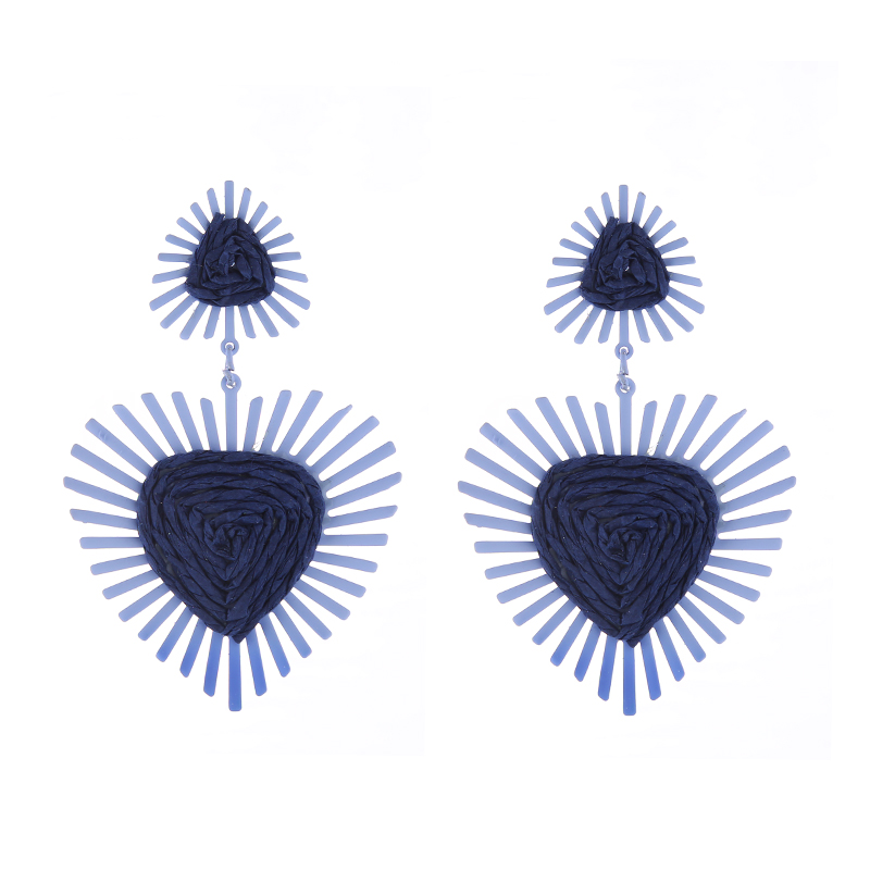 1 Pair Vacation Heart Shape Stoving Varnish Braid Raffia Drop Earrings display picture 8