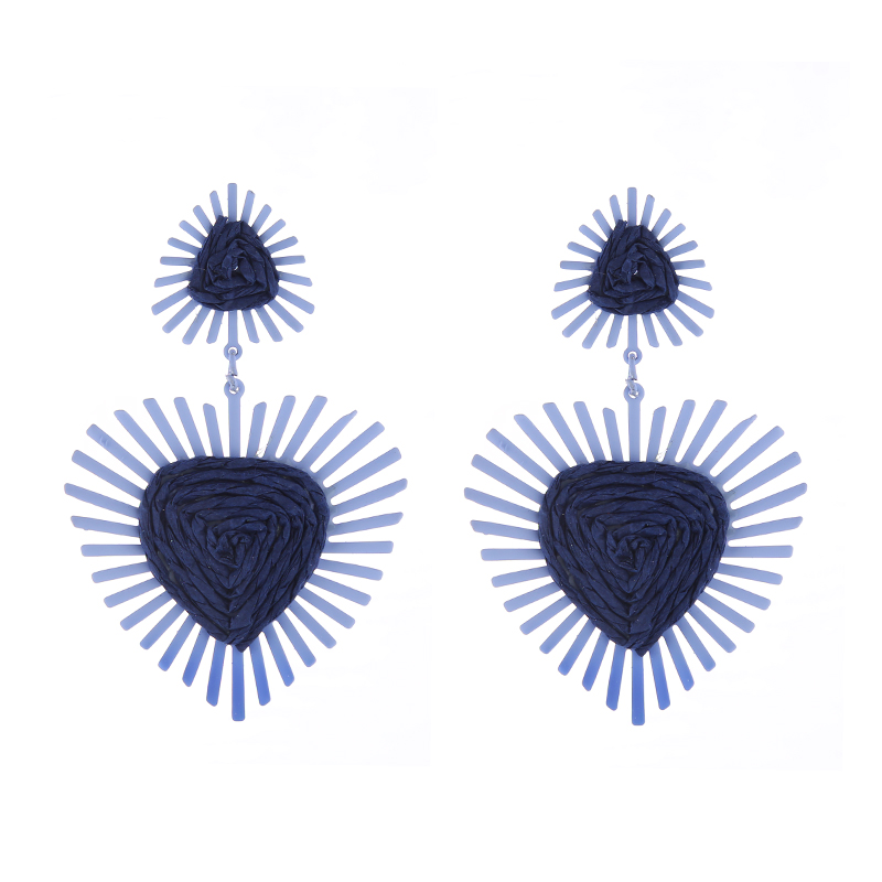 1 Paire Vacances Forme De Cœur Vernis Au Four Tresser Raphia Boucles D'oreilles display picture 8